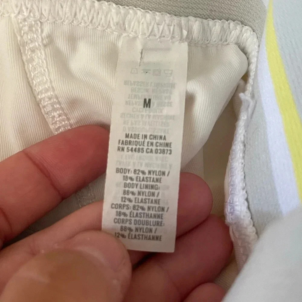 Aerie Chill Play Move white high waist stripe waistband leggings Medium - Picture 5 of 6